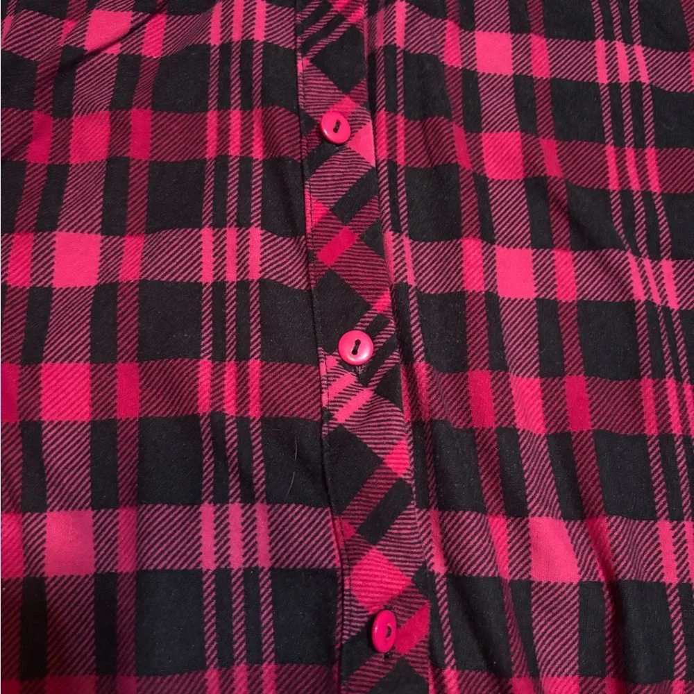 My Style Plaid Button-Up Shirt - Dark Pink and Black - Picture 2 of 13